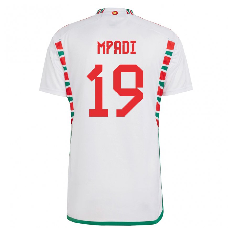 Kandiny Kinderen Welsh Japhet Mpadi #19 Wit Uitshirt Uittenue 22-24 T-shirt