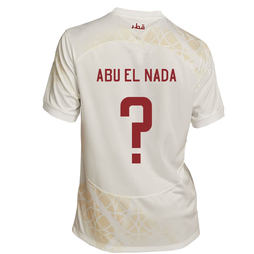 Kandiny Kinder Katarische Mahmoud Abu El Nada #0 Goldbeige Auswärtstrikot Trikot 22-24 T-shirt Österreich