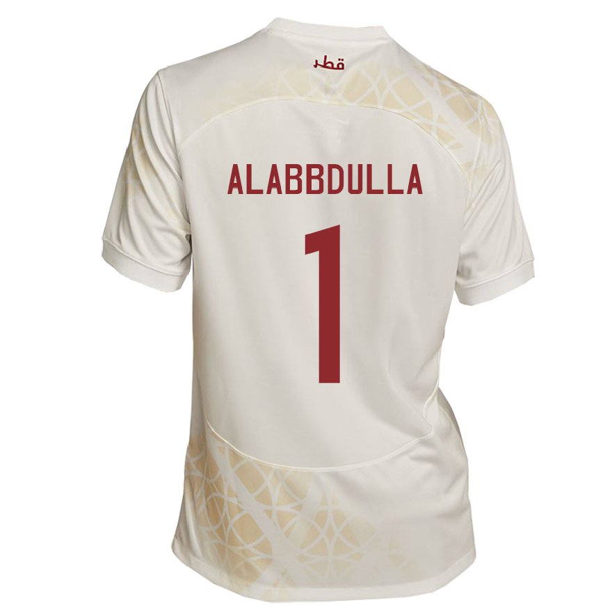 Kandiny Kinder Katarische Latifa Alabbdulla #1 Goldbeige Auswärtstrikot Trikot 22-24 T-shirt Österreich