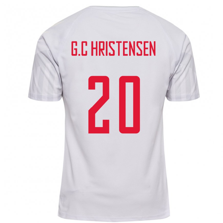 Kandiny Bambino Maglia Danimarca Gustav Christensen #20 Bianco Kit Gara Away 22-24 Maglietta