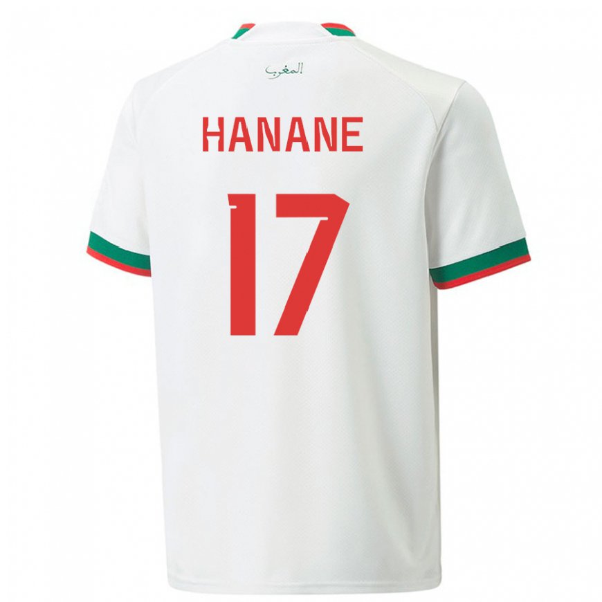 Kandiny Niño Camiseta Marruecos Hanane Ait El Haj #17 Blanco 2ª Equipación 22-24 La Camisa