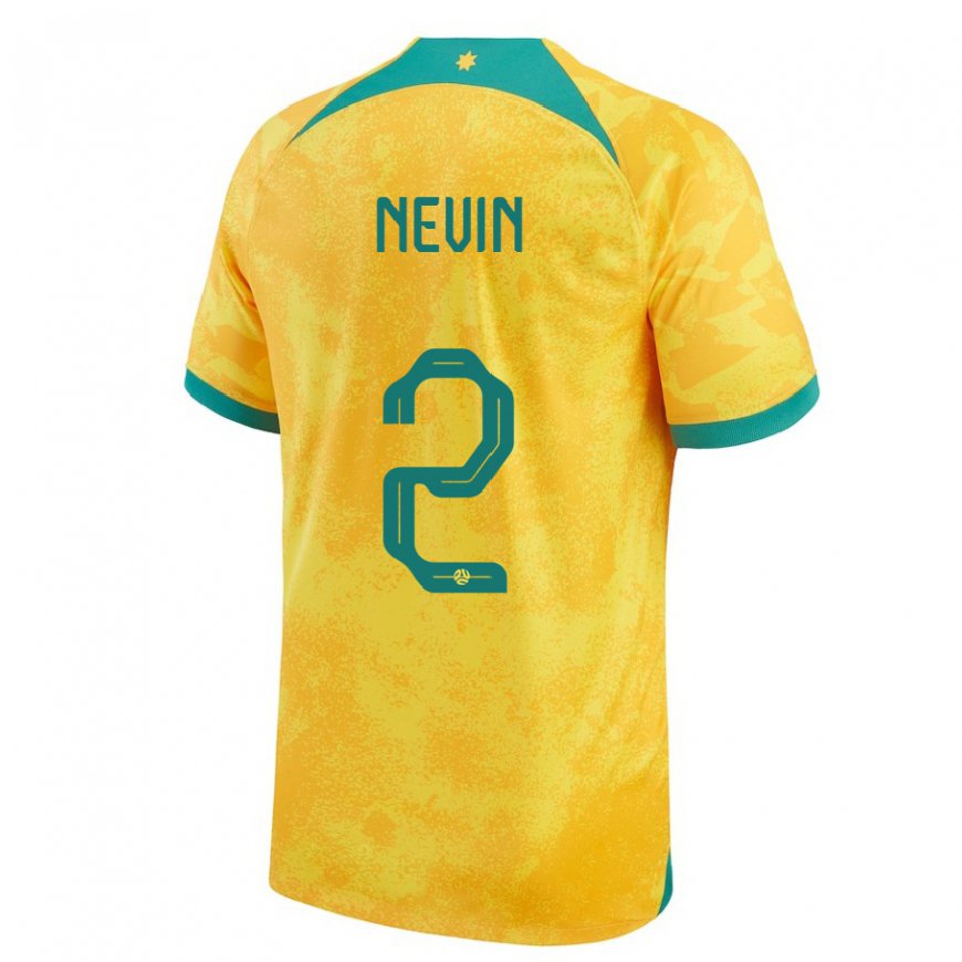 Kandiny Heren Australisch Courtney Nevin #2 Gouden Thuisshirt Thuistenue 22-24 T-shirt