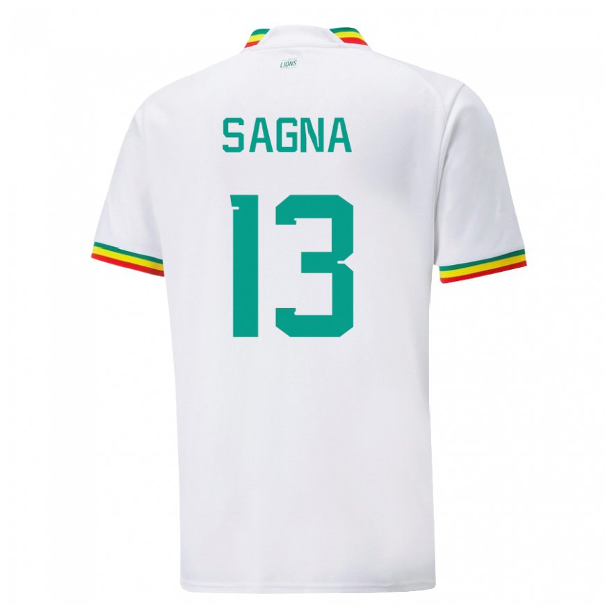 Kandiny Uomo Maglia Senegal Jeannette Sagna #13 Bianco Kit Gara Home 22-24 Maglietta