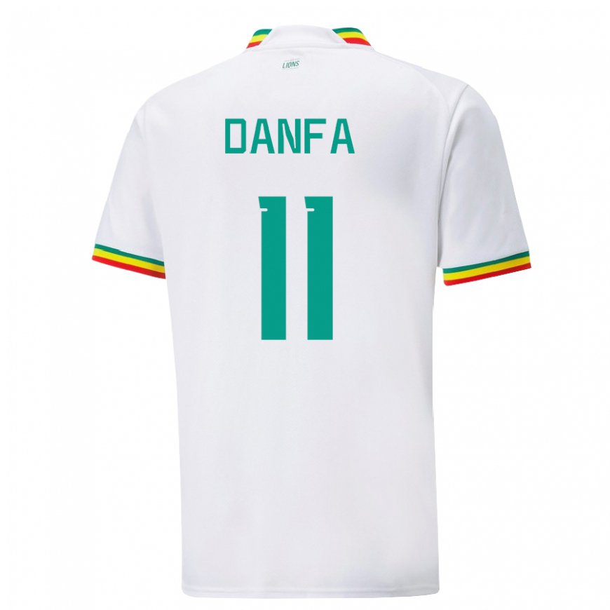 Kandiny Uomo Maglia Senegal Mamadou Danfa #11 Bianco Kit Gara Home 22-24 Maglietta