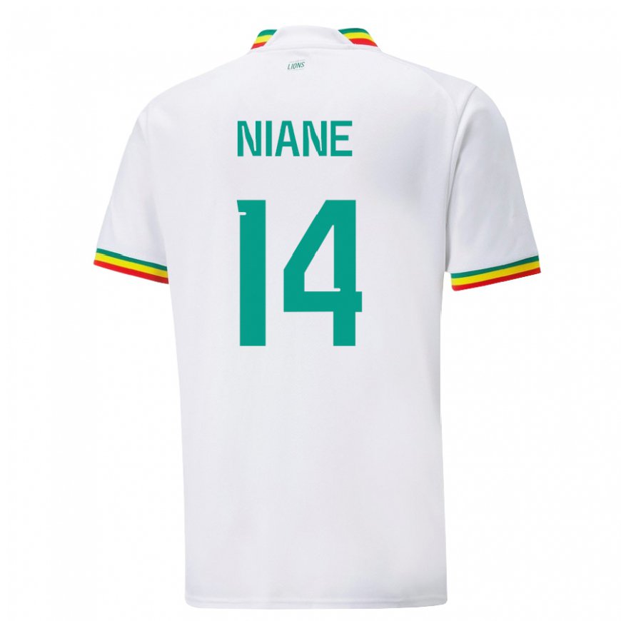 Kandiny Uomo Maglia Senegal Ibrahima Niane #14 Bianco Kit Gara Home 22-24 Maglietta