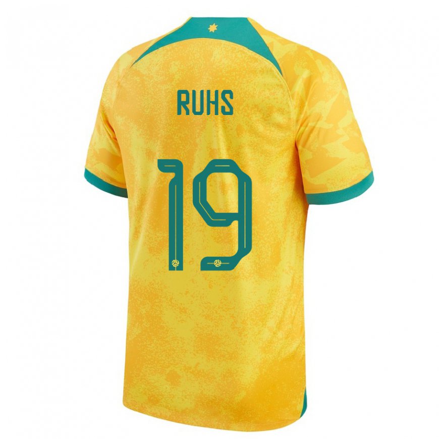 Kandiny Uomo Maglia Australia Michael Ruhs #19 D'oro Kit Gara Home 22-24 Maglietta