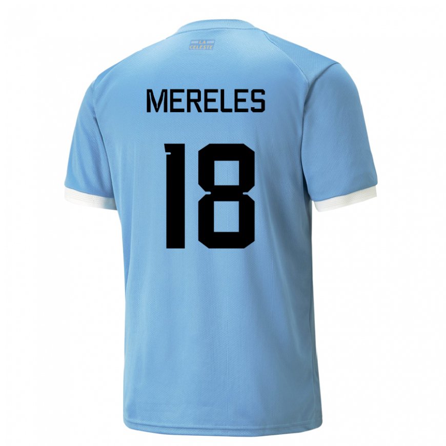 Kandiny Hombre Camiseta Uruguay Exequiel Mereles #18 Azul 1ª Equipación 22-24 La Camisa