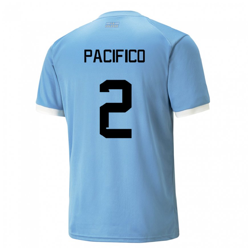 Kandiny Uomo Maglia Uruguay Patricio Pacifico #2 Blu Kit Gara Home 22-24 Maglietta