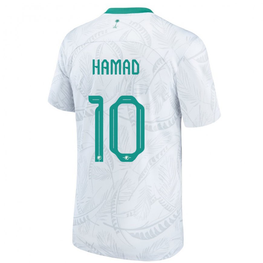 Kandiny Hombre Camiseta Arabia Saudita Sarah Hamad #10 Blanco 1ª Equipación 22-24 La Camisa