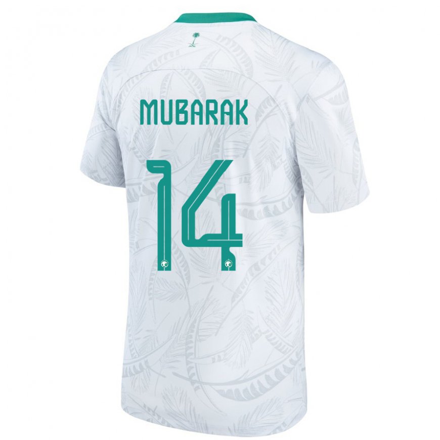 Kandiny Hombre Camiseta Arabia Saudita Al Bandari Mubarak #14 Blanco 1ª Equipación 22-24 La Camisa