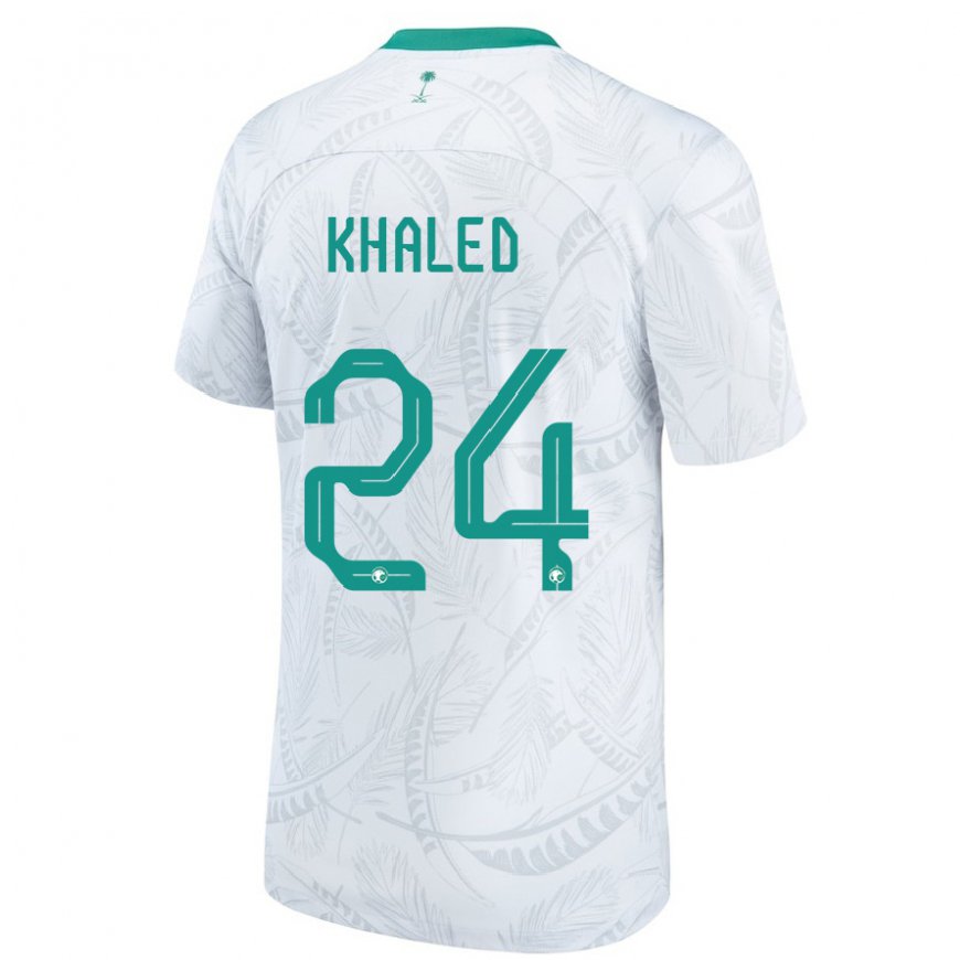 Kandiny Hombre Camiseta Arabia Saudita Atheer Khaled #24 Blanco 1ª Equipación 22-24 La Camisa