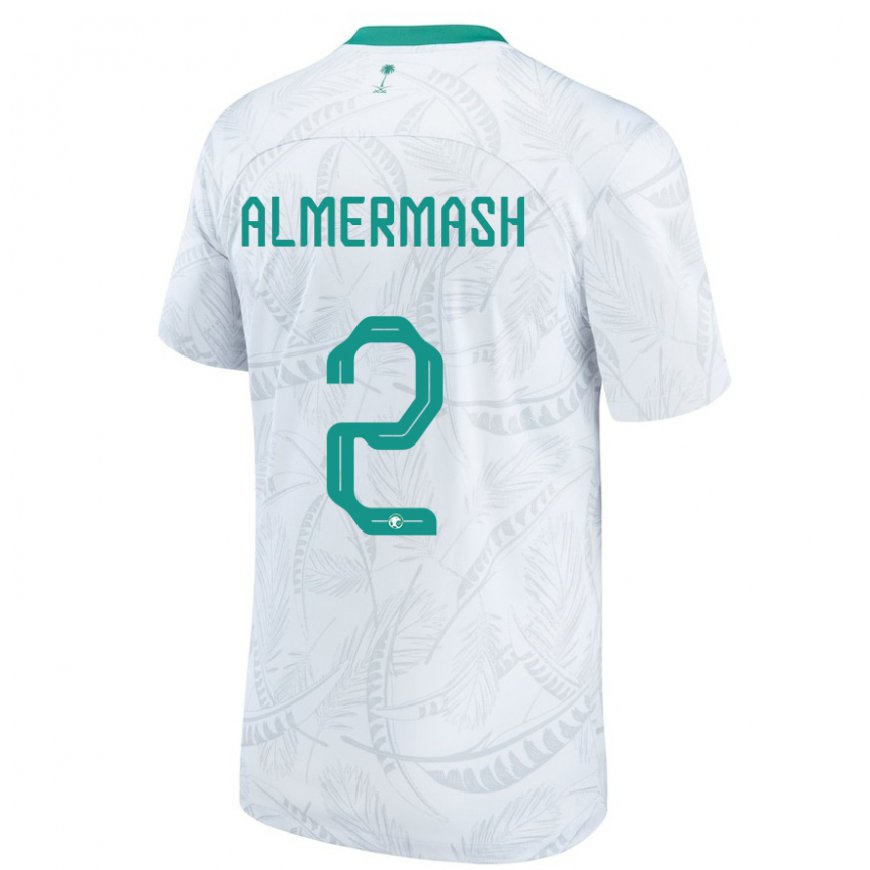 Kandiny Hombre Camiseta Arabia Saudita Oama Almermash #2 Blanco 1ª Equipación 22-24 La Camisa