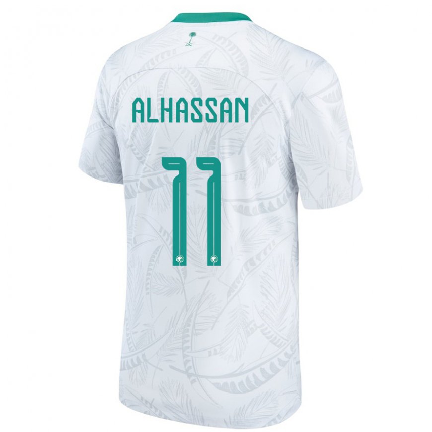 Kandiny Hombre Camiseta Arabia Saudita Abbas Alhassan #11 Blanco 1ª Equipación 22-24 La Camisa