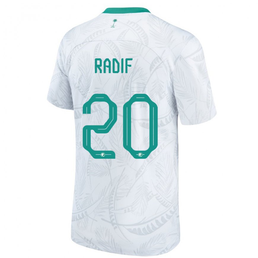 Kandiny Hombre Camiseta Arabia Saudita Abdullah Radif #20 Blanco 1ª Equipación 22-24 La Camisa