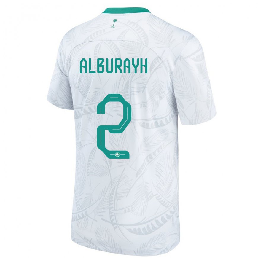 Kandiny Hombre Camiseta Arabia Saudita Mahmood Alburayh #2 Blanco 1ª Equipación 22-24 La Camisa