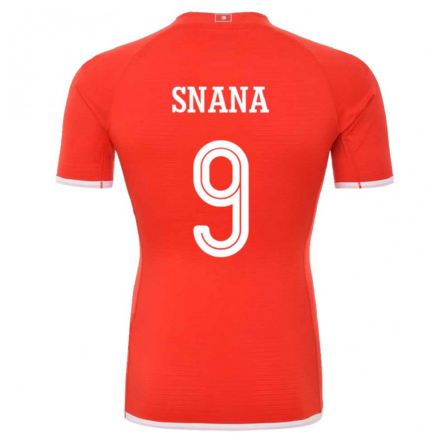 Kandiny Heren Tunesisch Youssef Snana #9 Rood Thuisshirt Thuistenue 22-24 T-shirt