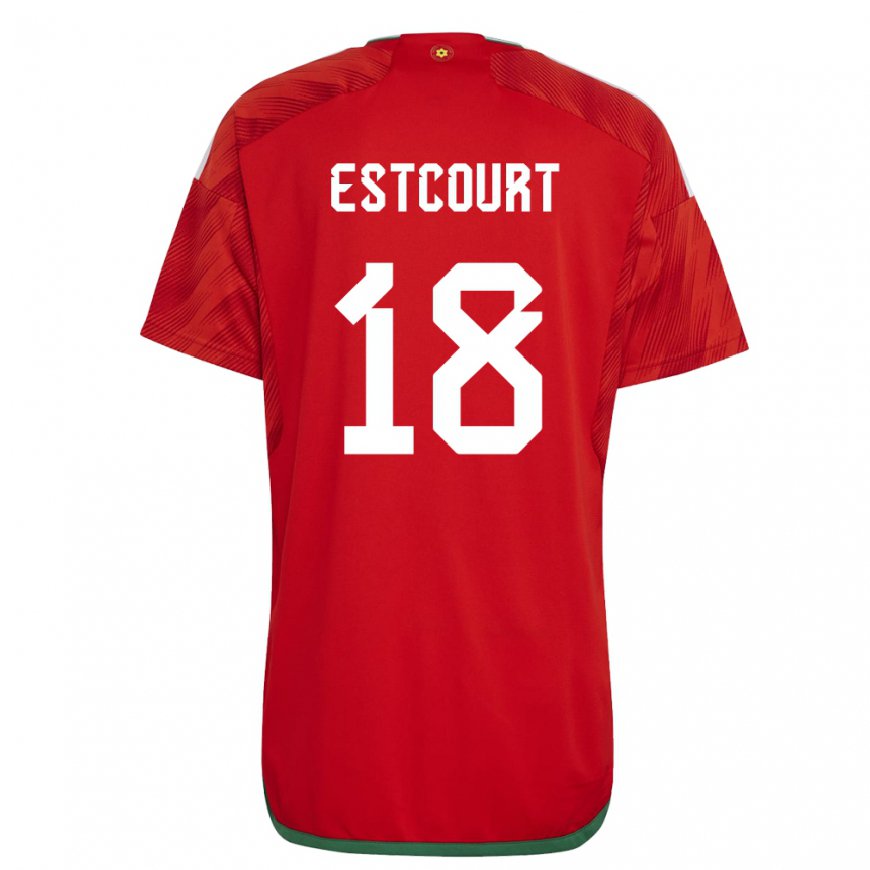 Kandiny Uomo Maglia Galles Charlie Estcourt #18 Rosso Kit Gara Home 22-24 Maglietta