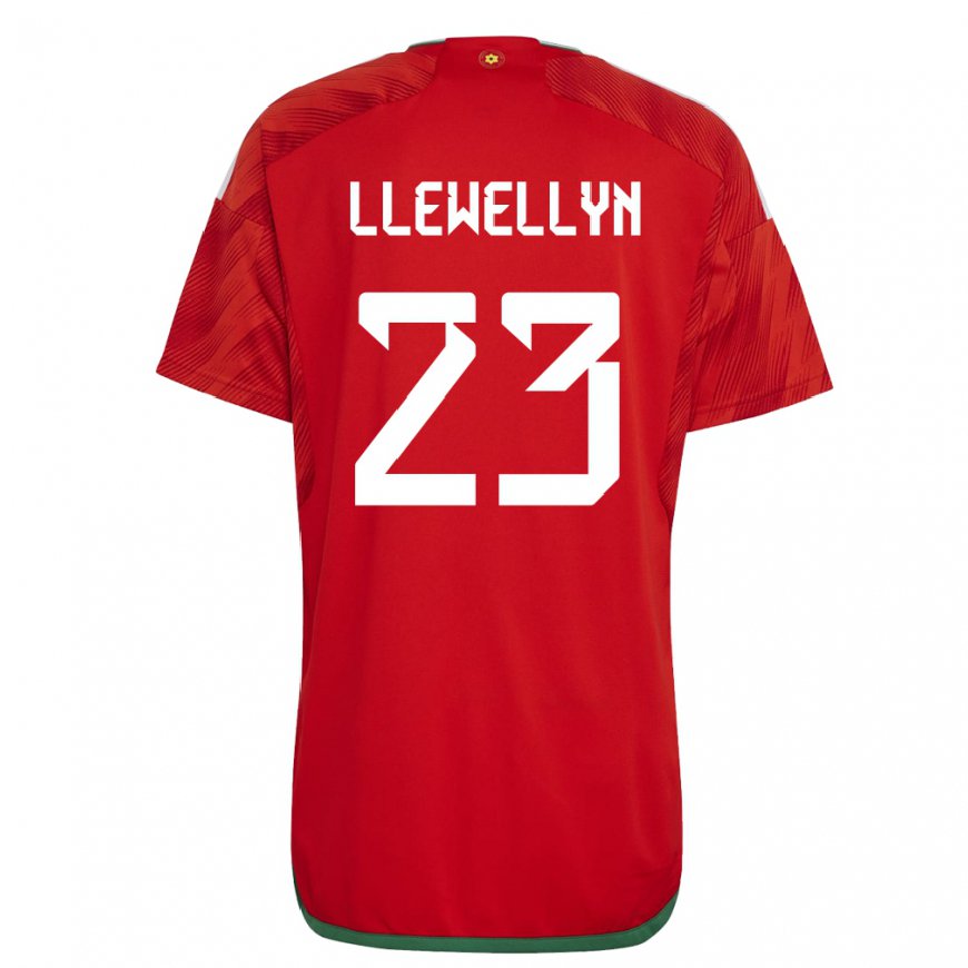 Kandiny Uomo Maglia Galles Ffion Llewellyn #23 Rosso Kit Gara Home 22-24 Maglietta