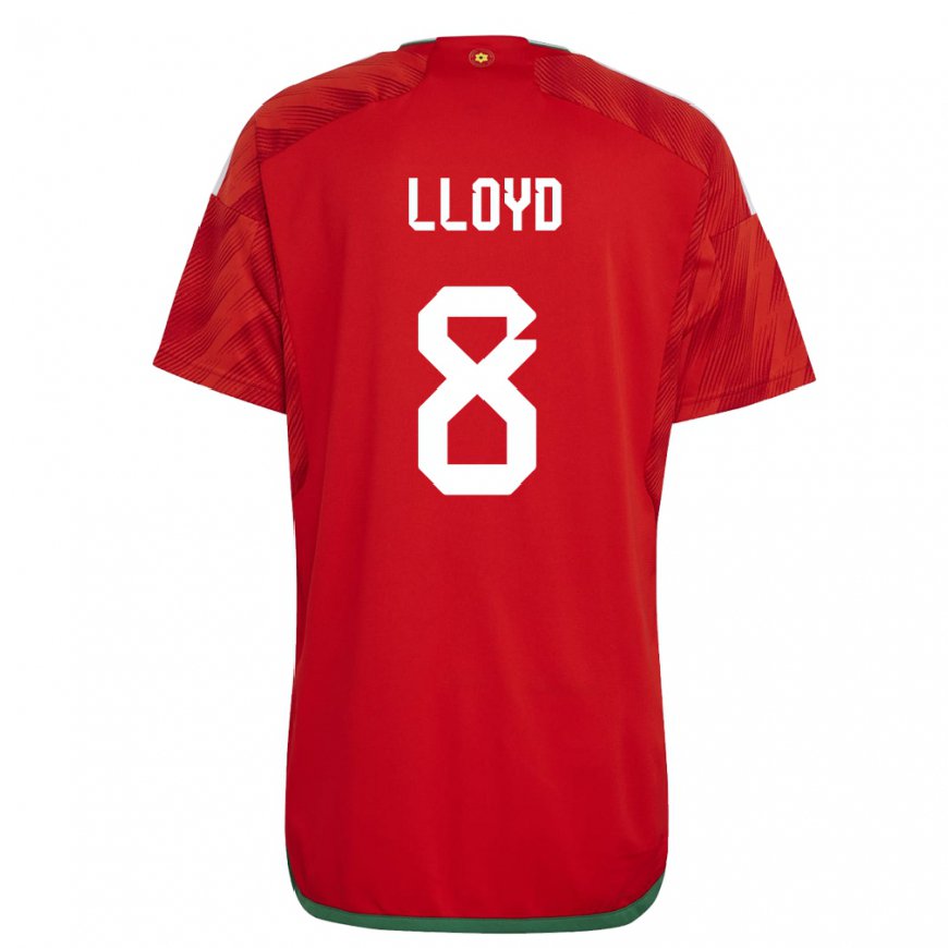 Kandiny Uomo Maglia Galles Ben Lloyd #8 Rosso Kit Gara Home 22-24 Maglietta