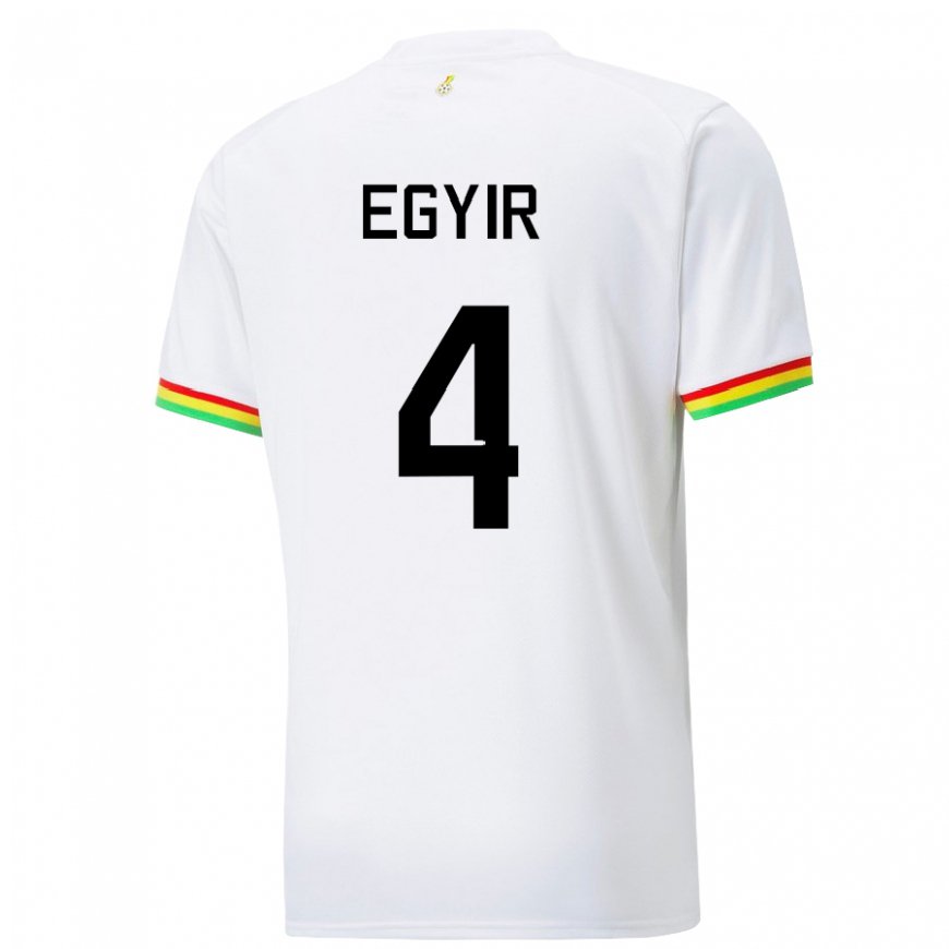 Kandiny Uomo Maglia Ghana Janet Egyir #4 Bianco Kit Gara Home 22-24 Maglietta