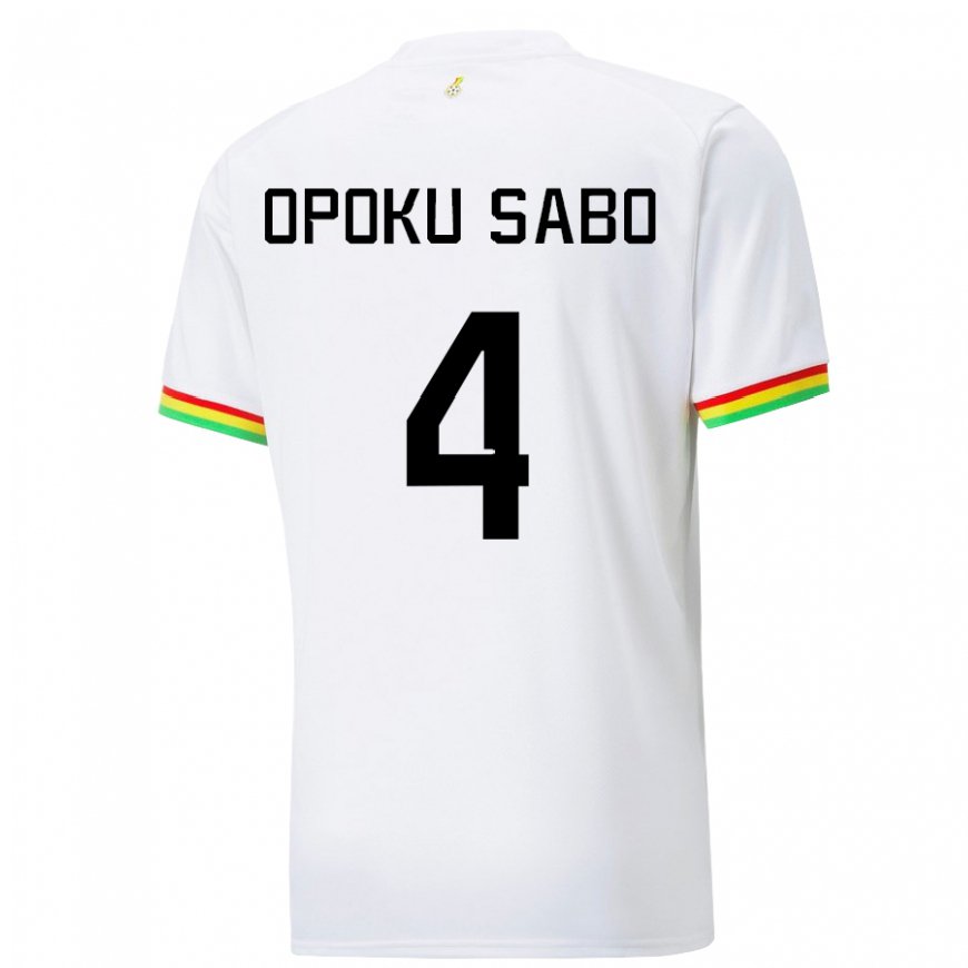 Kandiny Herren Ghanaische Alex Opoku Sabo #4 Weiß Heimtrikot Trikot 22-24 T-shirt Österreich