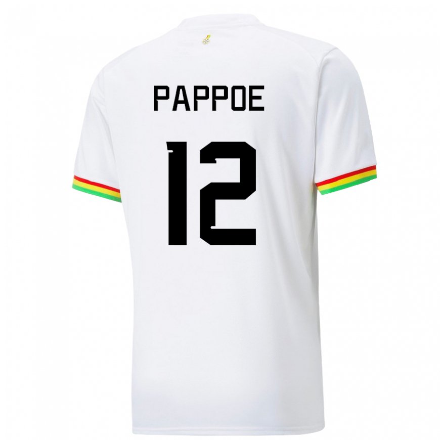 Kandiny Uomo Maglia Ghana Isaac Pappoe #12 Bianco Kit Gara Home 22-24 Maglietta