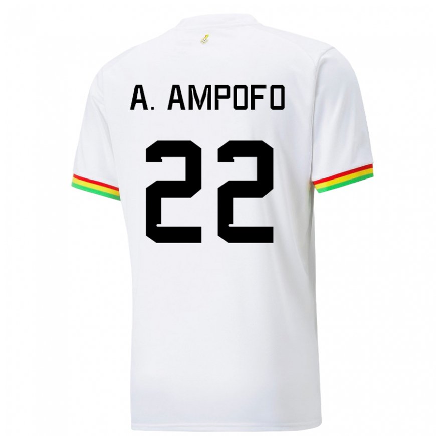 Kandiny Uomo Maglia Ghana Eugene Amankwah Ampofo #22 Bianco Kit Gara Home 22-24 Maglietta