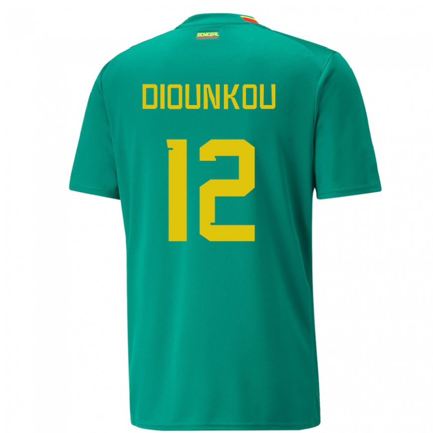 Kandiny Uomo Maglia Senegal Alpha Diounkou #12 Verde Kit Gara Away 22-24 Maglietta