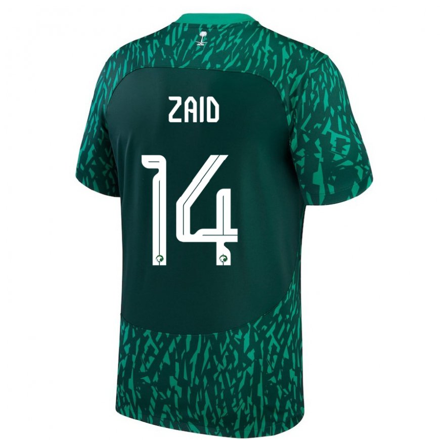 Kandiny Heren Saoedi-arabisch Abdullah Zaid #14 Donkergroen Uitshirt Uittenue 22-24 T-shirt