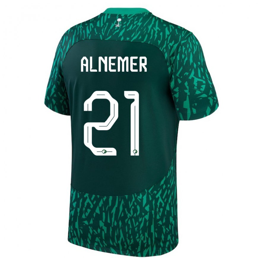 Kandiny Uomo Maglia Arabia Saudita Meshari Alnemer #21 Verde Scuro Kit Gara Away 22-24 Maglietta