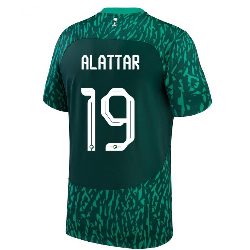 Kandiny Uomo Maglia Arabia Saudita Ramiz Alattar #19 Verde Scuro Kit Gara Away 22-24 Maglietta