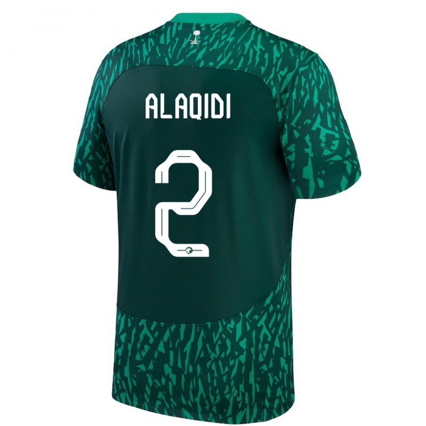 Kandiny Hombre Camiseta Arabia Saudita Nawaf Alaqidi #2 Verde Oscuro 2ª Equipación 22-24 La Camisa