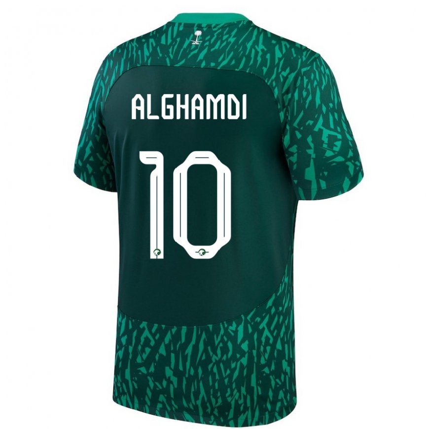 Kandiny Heren Saoedi-arabisch Ahmad Alghamdi #10 Donkergroen Uitshirt Uittenue 22-24 T-shirt België