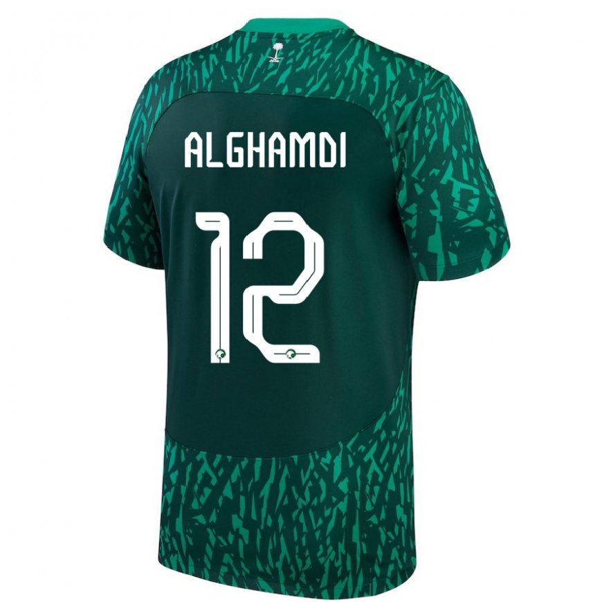 Kandiny Hombre Camiseta Arabia Saudita Faisal Alghamdi #12 Verde Oscuro 2ª Equipación 22-24 La Camisa