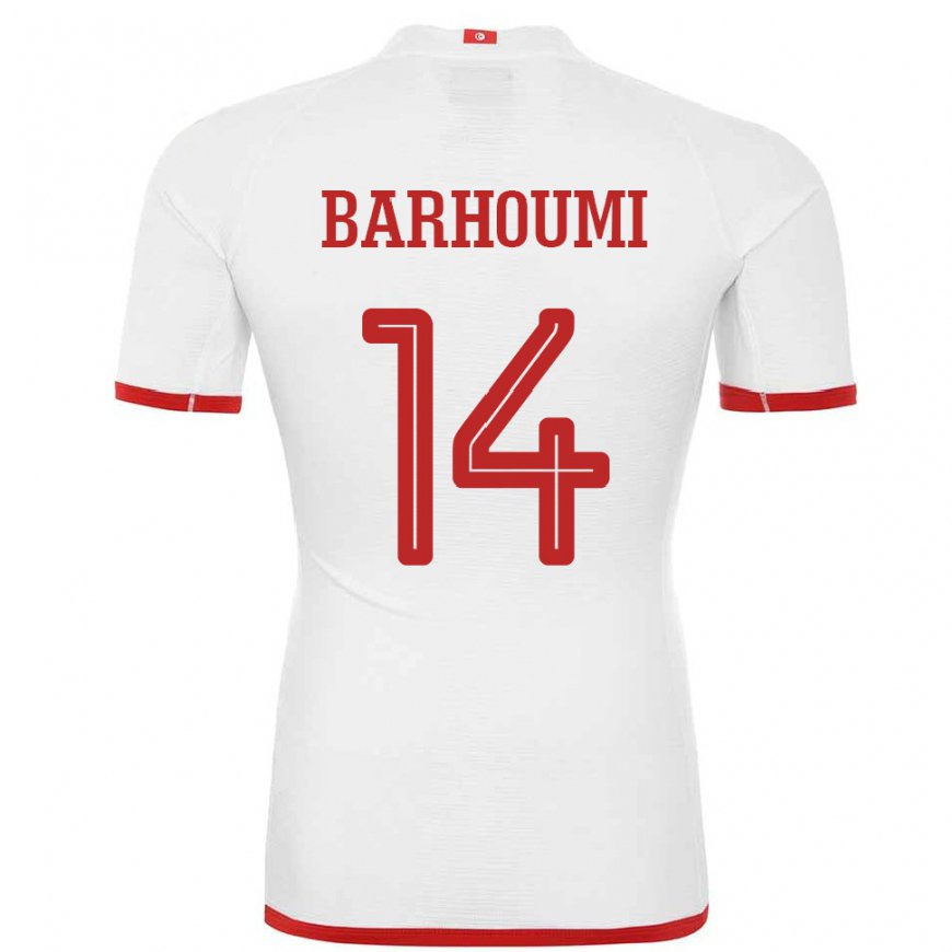 Kandiny Hombre Camiseta Túnez Salah Barhoumi #14 Blanco 2ª Equipación 22-24 La Camisa