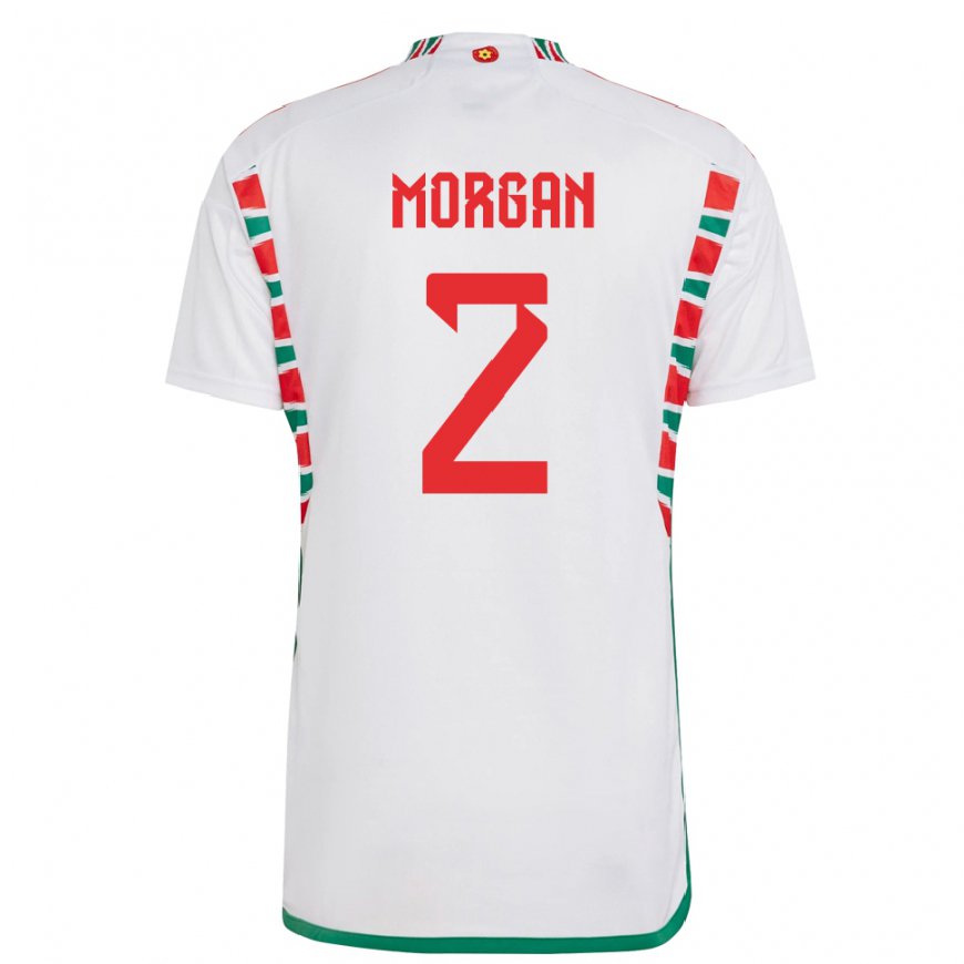 Kandiny Uomo Maglia Galles Ffion Morgan #2 Bianco Kit Gara Away 22-24 Maglietta