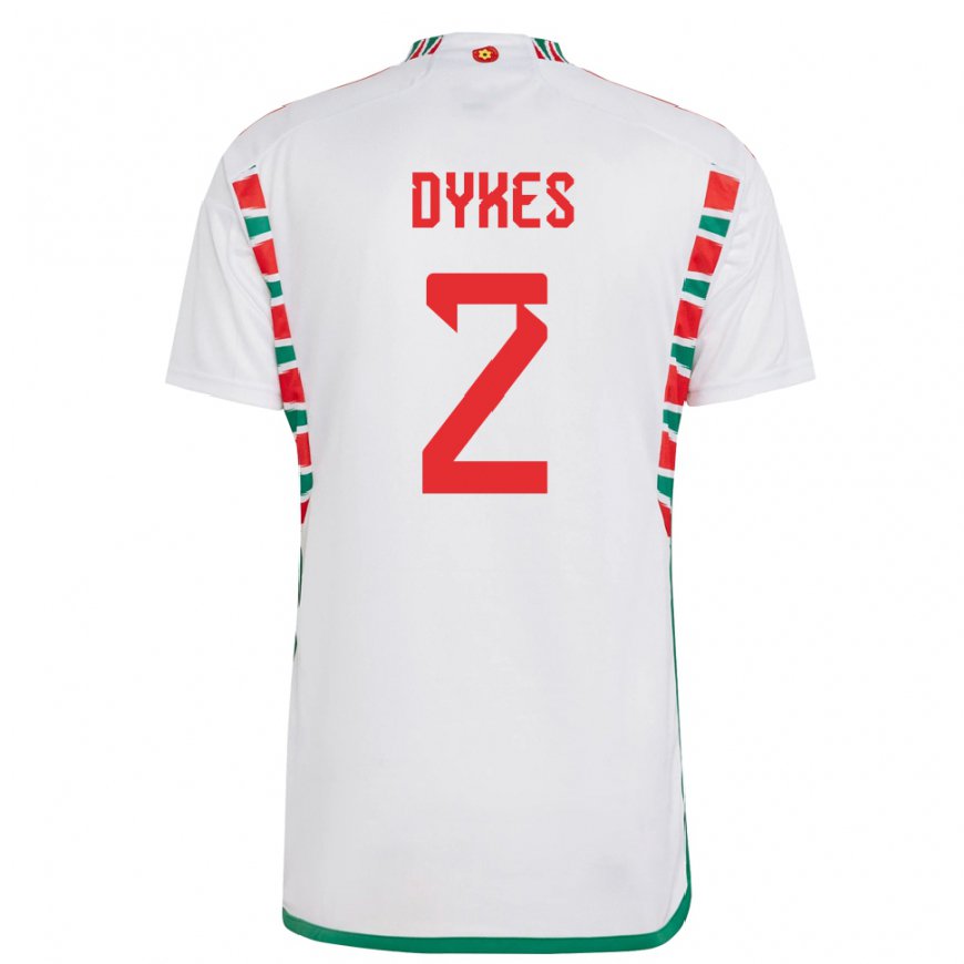 Kandiny Uomo Maglia Galles Loren Dykes #2 Bianco Kit Gara Away 22-24 Maglietta