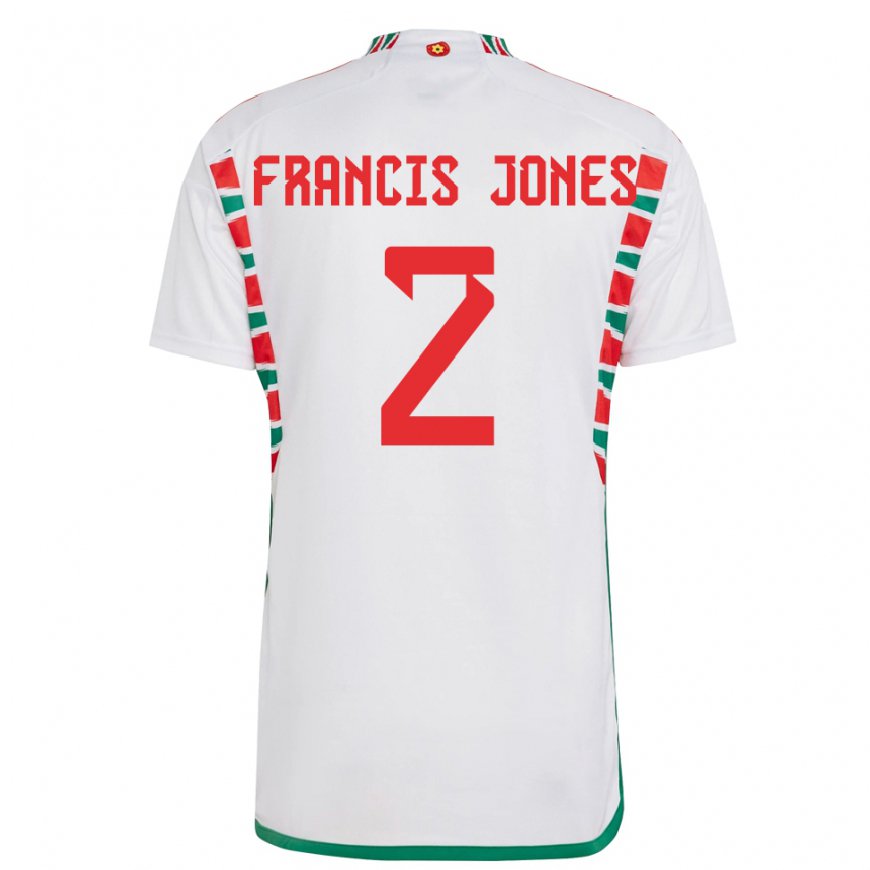 Kandiny Uomo Maglia Galles Maria Francis Jones #2 Bianco Kit Gara Away 22-24 Maglietta