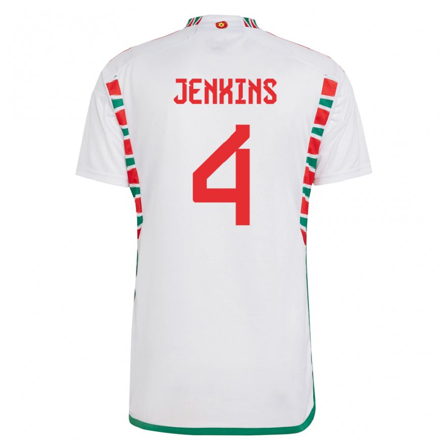 Kandiny Uomo Maglia Galles Shaunna Jenkins #4 Bianco Kit Gara Away 22-24 Maglietta