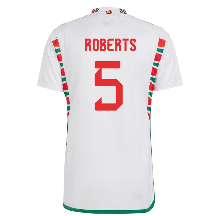 Kandiny Herren Walisische Rhiannon Roberts #5 Weiß Auswärtstrikot Trikot 22-24 T-shirt Österreich