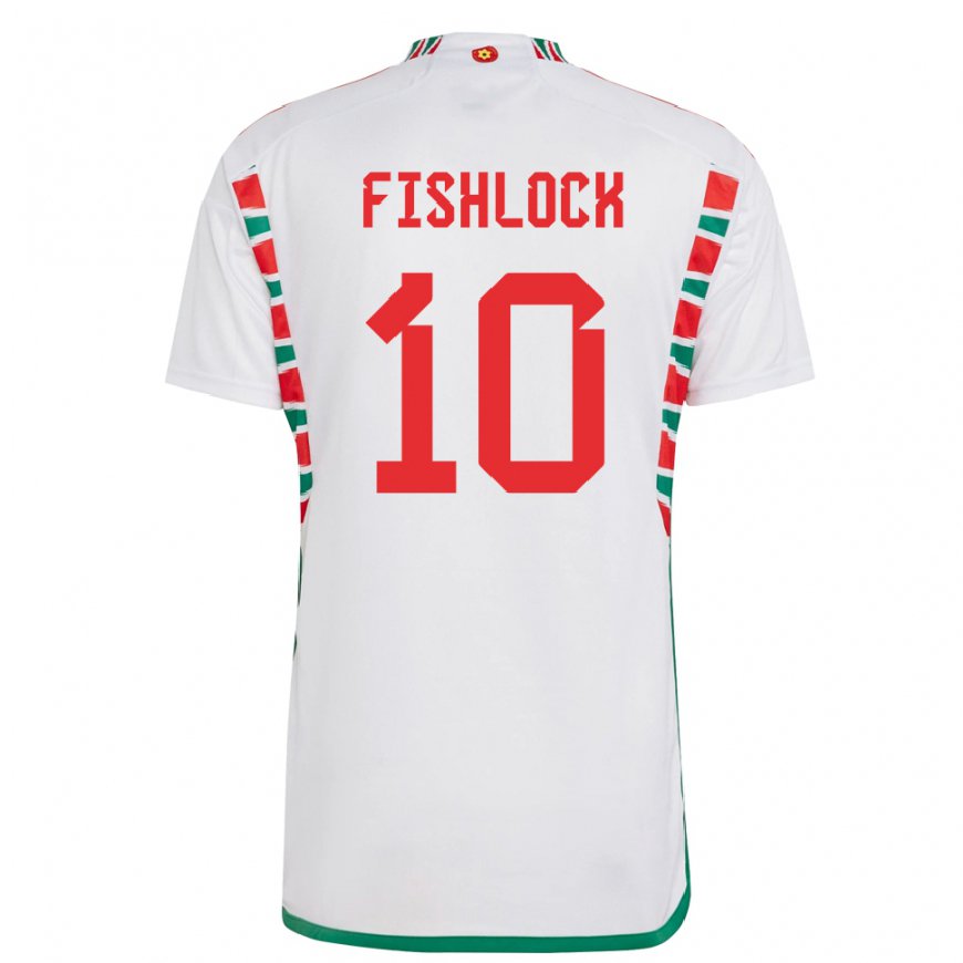 Kandiny Uomo Maglia Galles Jessica Fishlock #10 Bianco Kit Gara Away 22-24 Maglietta