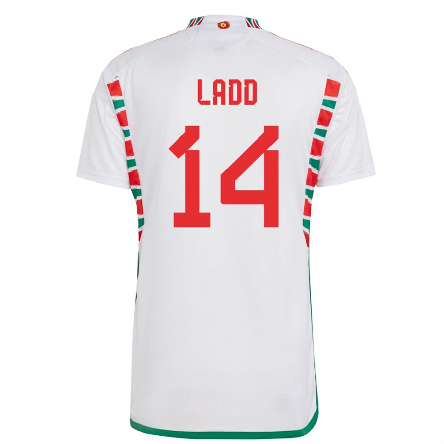 Kandiny Uomo Maglia Galles Hayley Ladd #14 Bianco Kit Gara Away 22-24 Maglietta