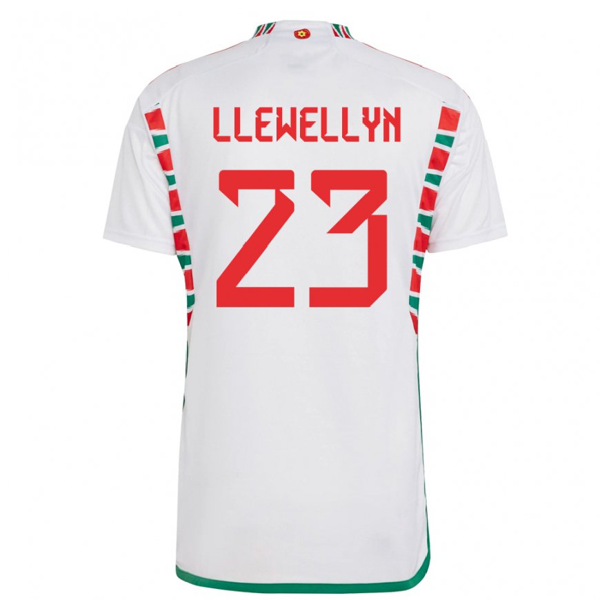 Kandiny Heren Welsh Ffion Llewellyn #23 Wit Uitshirt Uittenue 22-24 T-shirt België