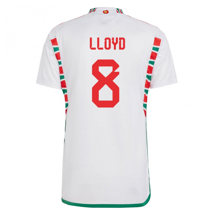 Kandiny Uomo Maglia Galles Ben Lloyd #8 Bianco Kit Gara Away 22-24 Maglietta