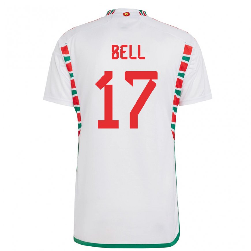 Kandiny Uomo Maglia Galles Zac Bell #17 Bianco Kit Gara Away 22-24 Maglietta