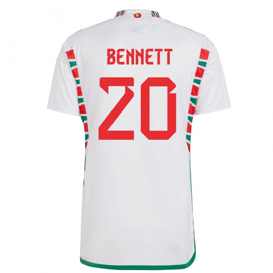 Kandiny Heren Welsh Aaron Bennett #20 Wit Uitshirt Uittenue 22-24 T-shirt België