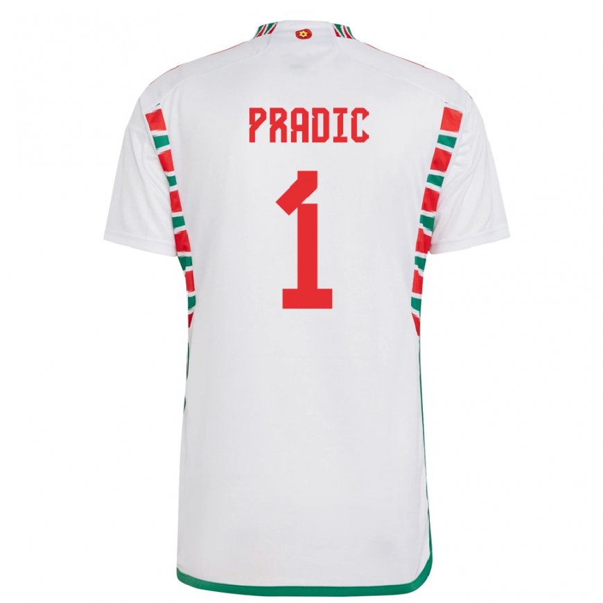 Kandiny Heren Welsh James Pradic #1 Wit Uitshirt Uittenue 22-24 T-shirt