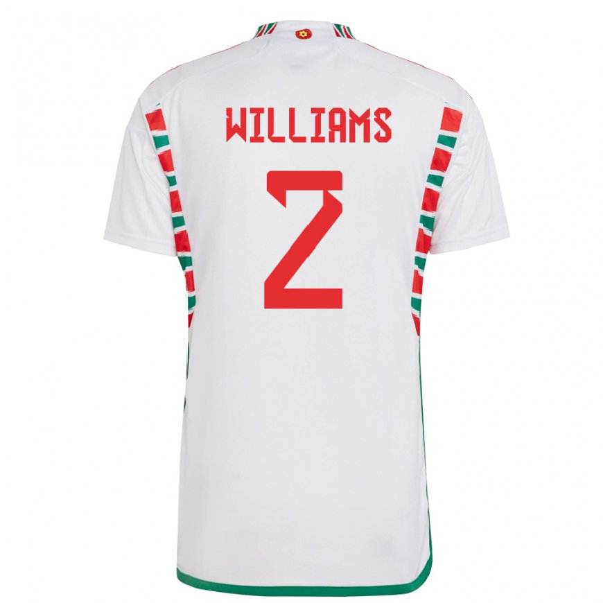 Kandiny Uomo Maglia Galles Alex Williams #2 Bianco Kit Gara Away 22-24 Maglietta