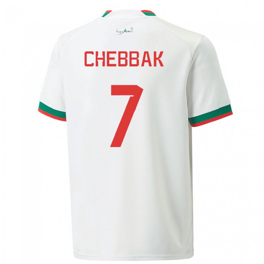 Kandiny Hombre Camiseta Marruecos Ghizlane Chebbak #7 Blanco 2ª Equipación 22-24 La Camisa