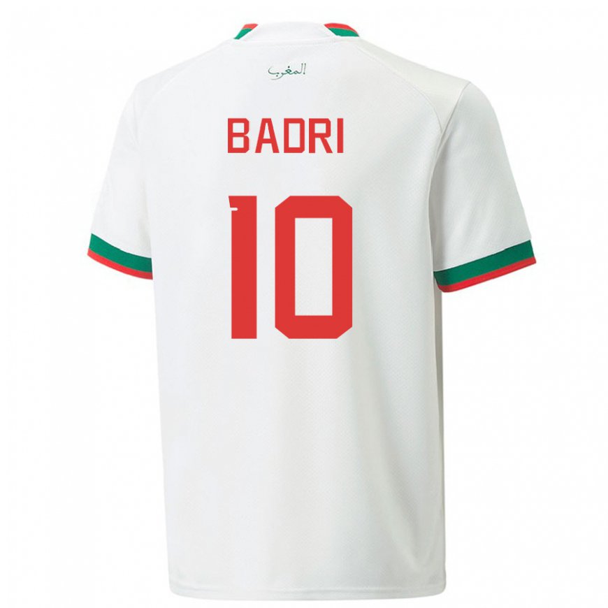 Kandiny Uomo Maglia Marocco Najat Badri #10 Bianco Kit Gara Away 22-24 Maglietta